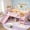 Pink Twin XL, variant on Bellemave Twin Loft Bed with Bookcase, Low Loft Bed with Slide, Solid Wood Loft Bed with LED Lights & Ladder, Twin Size Loft Bed with Full-Length Guardrails, No Box Spring Needed, Natural
