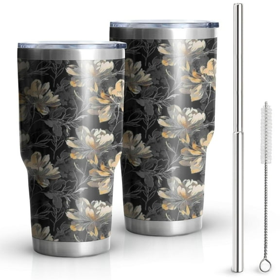30oz Pioneer Flower Tumblers Stainless Steel Tumbler with Lid and Straw,Vacuum Insulated Double Wall Travel Tumbler Cups Mug with Cleaning Brush for Coffee,Tea