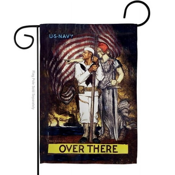US Brotherhood G183025-BO 13 x 18.5 in. Over There Garden Flag with Armed Forces Navy Double-Sided Decorative Vertical Flags House Decoration Banner Yard Gift