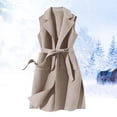 thumbnail image 2 of Aoiroe Women's Western Long Blazer Vest Sleeveless Cowgirl Trendy Fashion Casual Business Casual Work Trench Coat Khaki L, 2 of 4