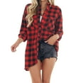 thumbnail image 2 of Flannel Shirt Women Plaid Print Oversized Button Down Long Sleeve Blouses with Pockets Casual Collared Flannel Shirts for Women S-2XL, 2 of 9