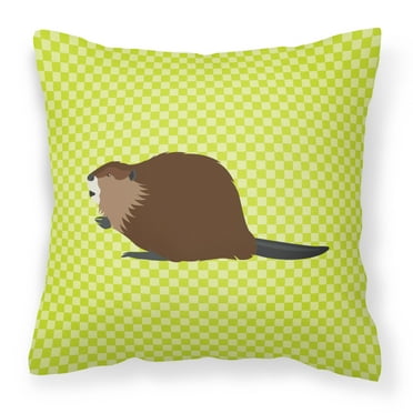 Carolines Treasures BB7699PW1414 Eurasian Beaver Green Fabric Decorative Pillow, 14 x 14 in.