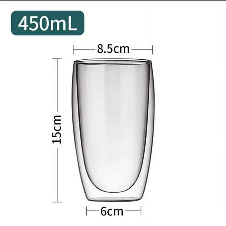 

Double Bottom Wall Glass Coffee Cup Whiskey Tea Thermal Heat Resistant Cocktail Vodka Shot Wine Mug Drinkware Tumbler Set -1pcs -450ml