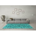 thumbnail image 3 of Ahgly Company Machine Washable Indoor Rectangle Oriental Turquoise Blue Industrial Area Rugs, 2' x 5', 3 of 4
