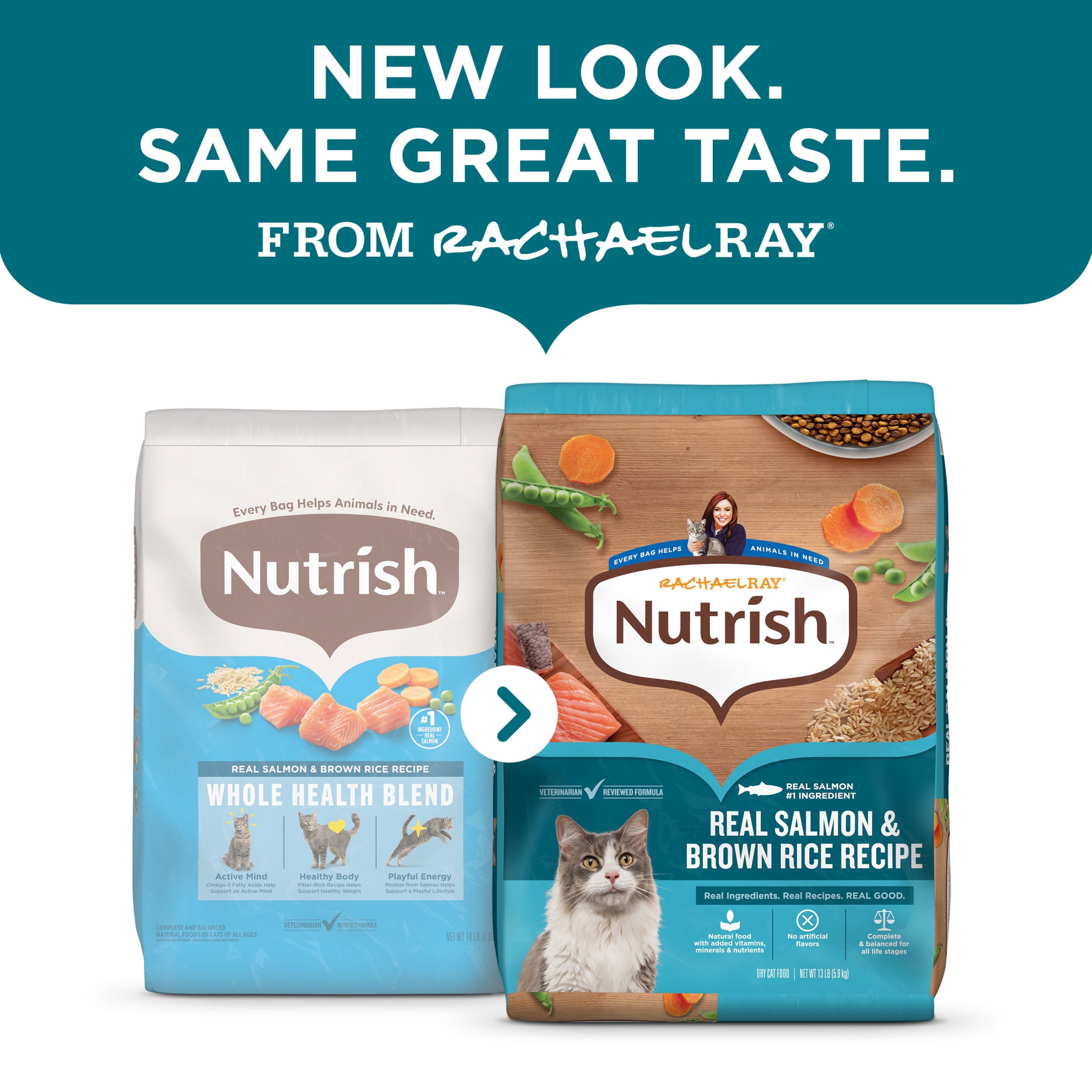 Rachael Ray Nutrish Dry Cat Food Real Salmon & Brown Rice Recipe, 2.5 lb.