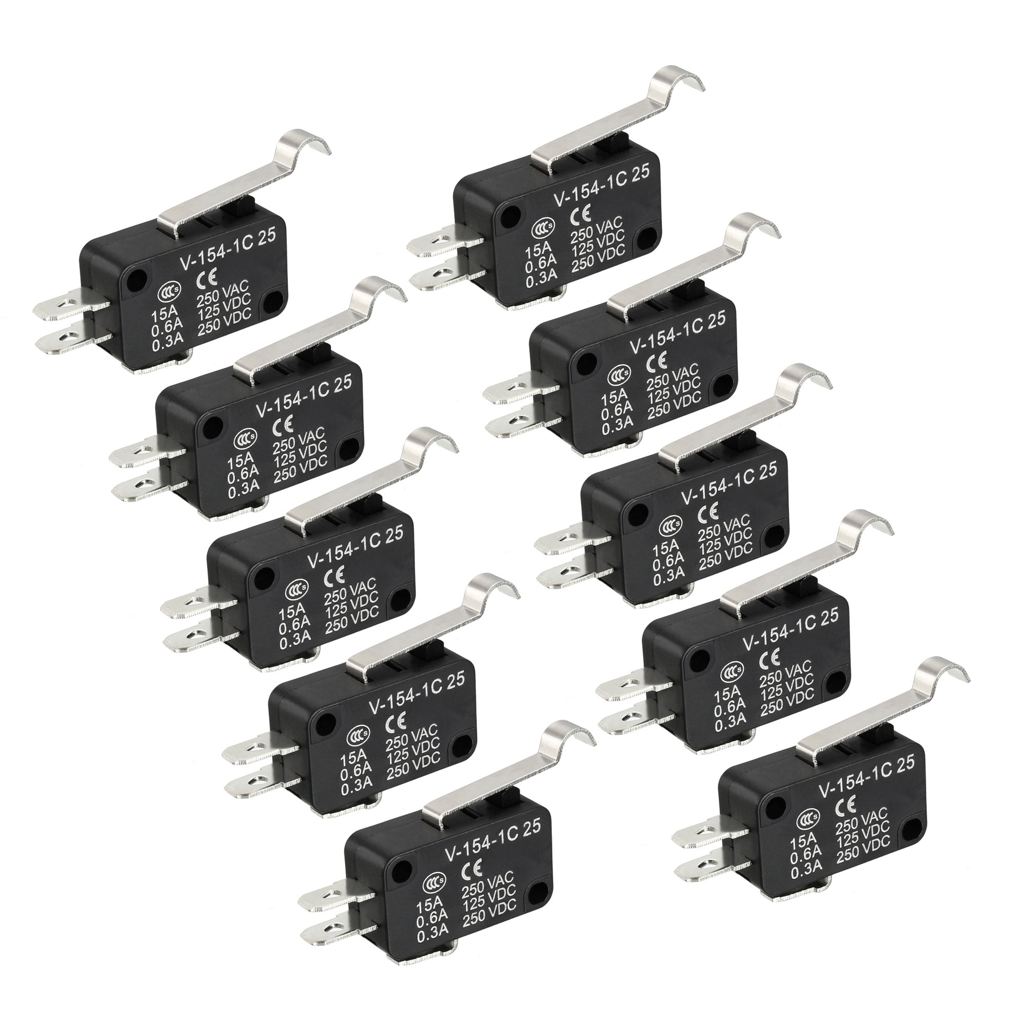 10Pcs V1541C25 Micro Limit Switch SPDT NO NC 3 Pin Simulated RLever