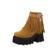 thumbnail image 2 of Bottines pour Femmes en Suède à Talons Hauts Épais à Semelle Épaisse avec Franges pour l'Automne et l'Hiver, 2 of 9