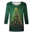 thumbnail image 5 of LEBONYARD Ladies' Christmas Printing Round Neck Sweatshirts Casual 3/4 Sleeve Loose Fit Top, 5 of 5