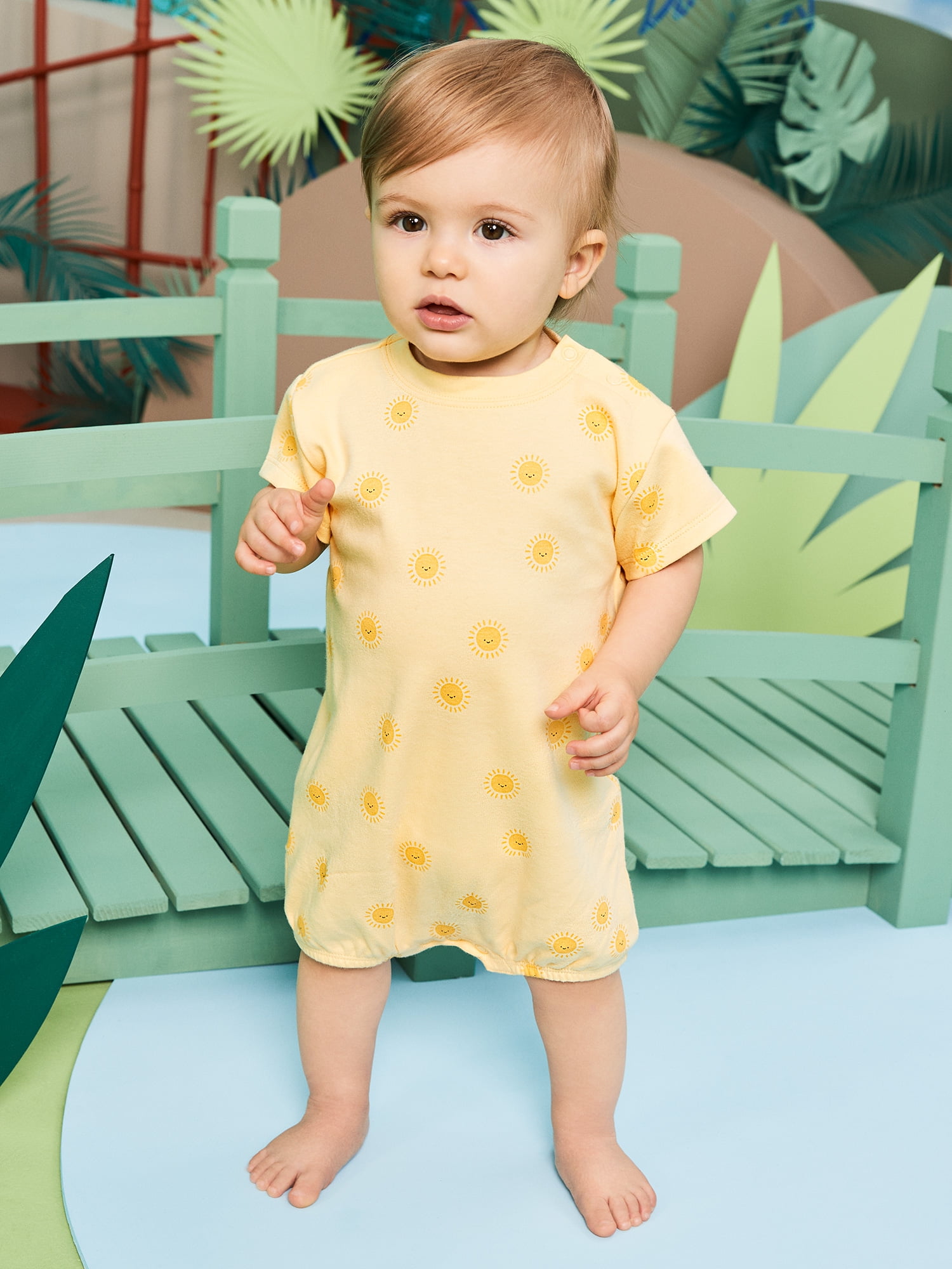 Garanimals Newborn & Baby Boy Cotton Short Sleeve Rompers, Graphic Prints, 2-Pack, Sizes 0 - 24M
