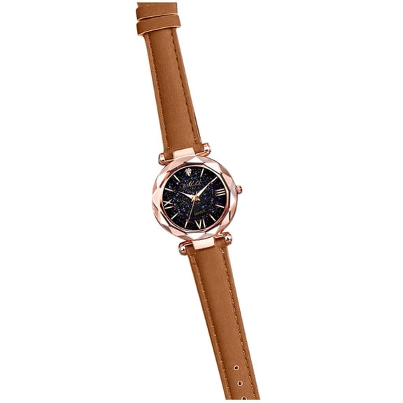 Couple Watches With Diamonds Pu Leather Material Simple Style Watches For Women