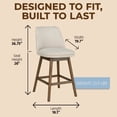thumbnail image 3 of ROME + OAK Rowan 26" Swivel Counter Stool in Walnut Finish with White Fabric Seat, 3 of 11