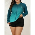 thumbnail image 6 of Sociala Women's Plus Zipper Rash Guard Long Sleeve Color Block Swim Shirt UPF 50+ Swimsuit Tops, 6 of 7