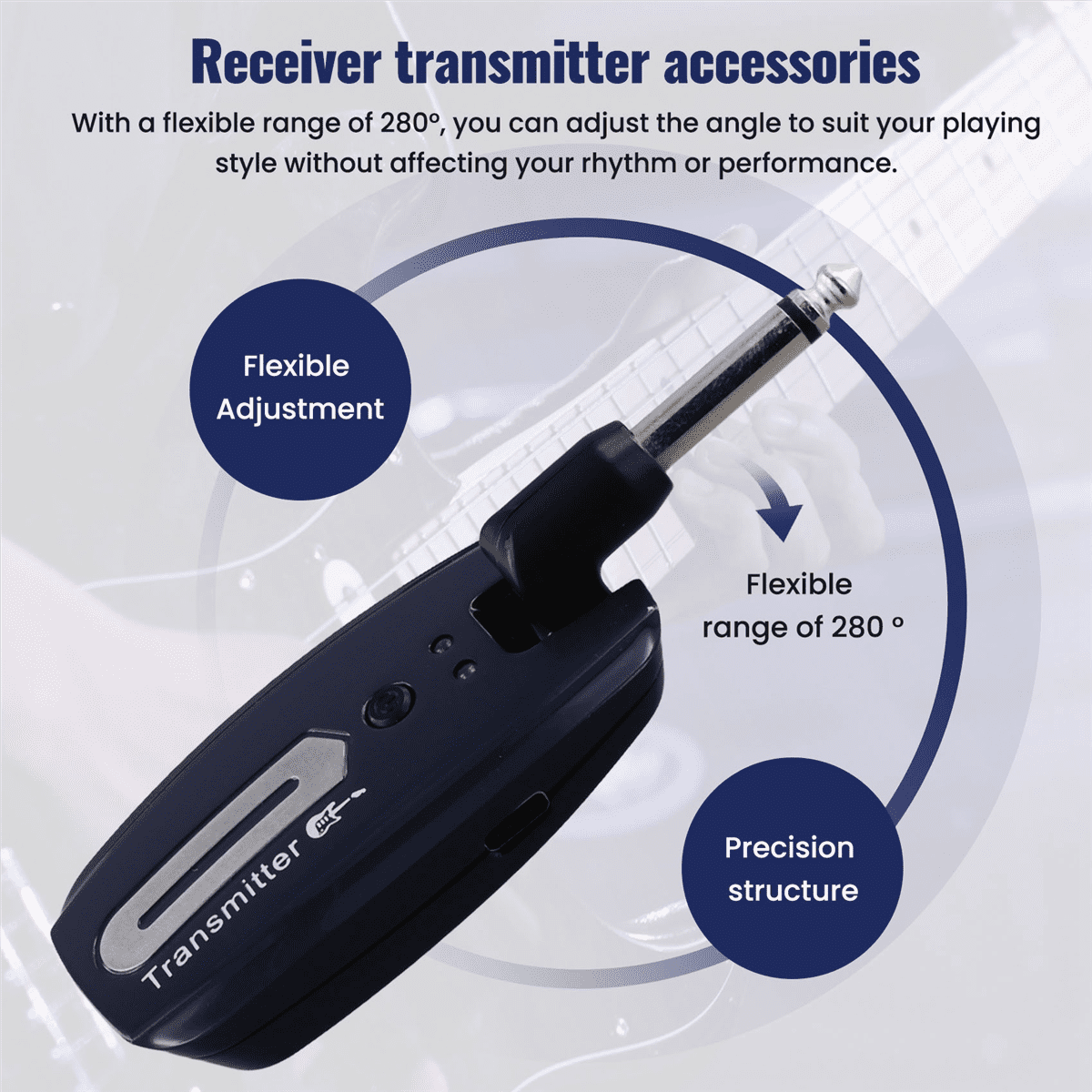 Guitar Wireless System USB Rechargeable Wireless Guitar Transmitter Receiver Electric Guitar Bass Wireless System,A
