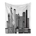 thumbnail image 1 of City Soft Flannel Fleece Throw Blanket, Digitally Generated Simple Design USA Chicago Skyline Panorama Graphic, Cozy Plush for Indoor and Outdoor Use, 60" x 80", Charcoal Grey and White, by Ambesonne, 1 of 6