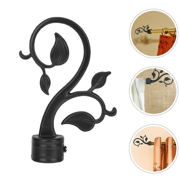 TABLZONE Black Plastic Curtain Finials Decorative Rod End Caps for Window Drapes and Home Decor