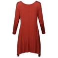 thumbnail image 3 of FashionOutfit Women's Solid Basic Soft Stretch Asymmetrical 3/4 Sleeve Tunic Top, 3 of 5