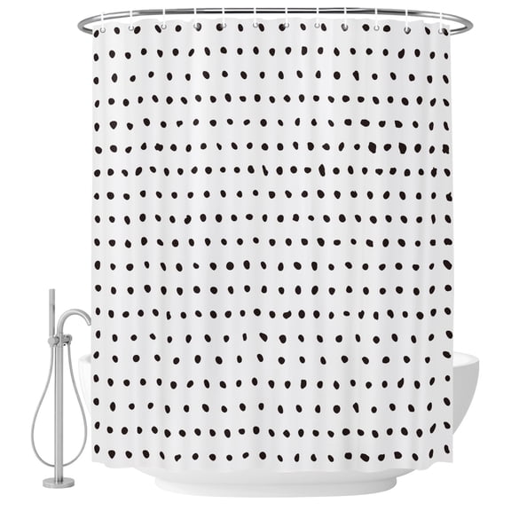 Small Stall Shower Curtain 36x78 Inch Narrow Half Size White Bath Curtains Bathroom Decor, Abstract Black Polka Dot Geometric Minimalist Art Waterproof Fabric Shower Curtain Set with Hooks 36 Inch