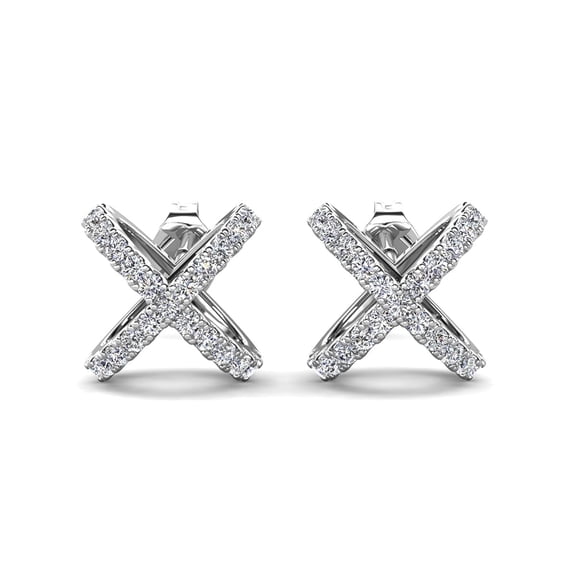 Cate & Chloe Paige 18k White Gold Plated Dainty Stud Earrings for Women with Simulated Diamonds