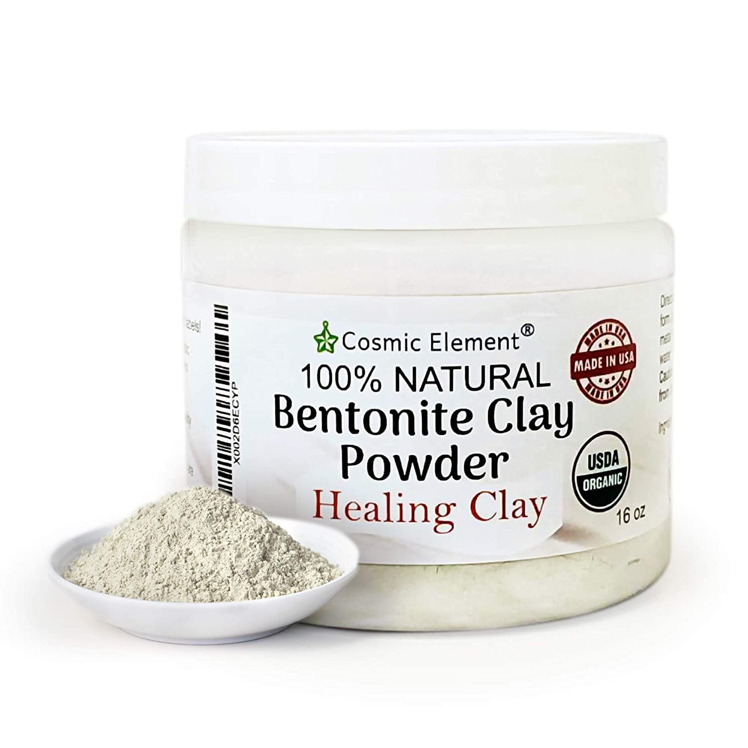 Cosmic Element Bentonite Clay Powder 100 Pure & Unrefined 1 lbs/16 Ounce Premium Food Grade