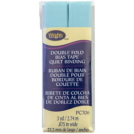 Wrights Blue 7/8" Double Fold Bias Tape Quilt Binding 3 yd Polyester Blend Sewing Trim