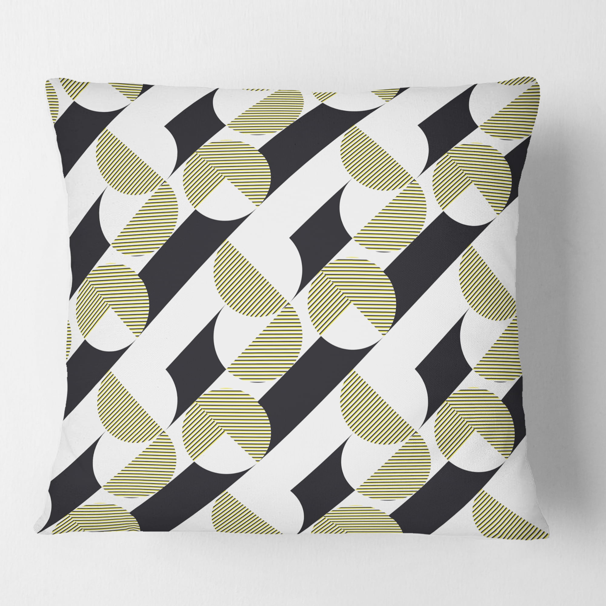 Designart Circular Abstract Retro Geometric II' Mid-Century Modern Throw Pillow - 16x16