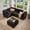 Black, variant on Ovios 95" Modular Couch with Ottoman, Modern Plush Corduroy Cloud Sectional Sofa, Gray