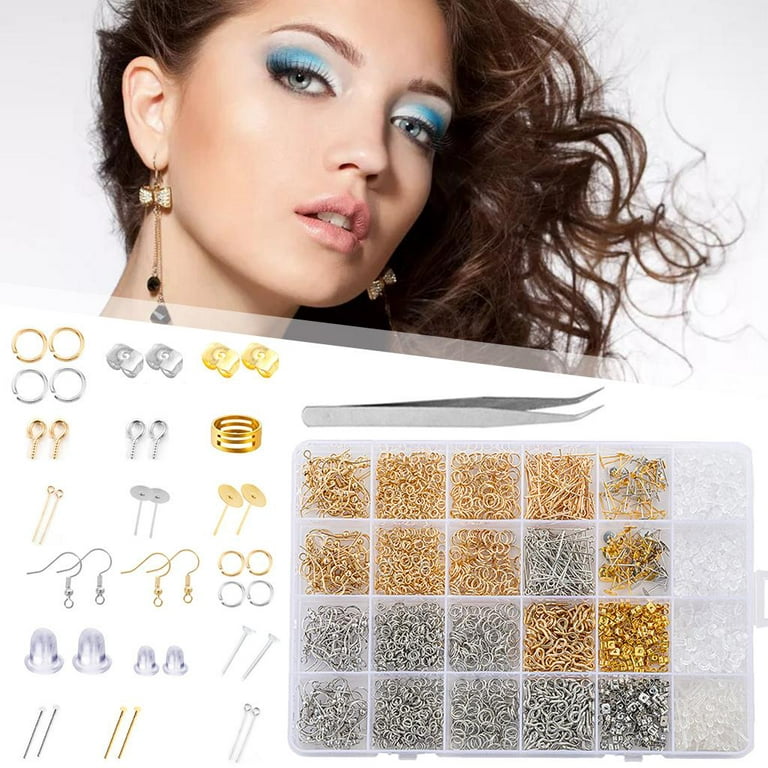 100 PCS/50 Pairs Earring Hooks, Gold-Plated Hypoallergenic Earring Hooks  for Jewelry Making, 300 PCS Upgraded Earring Making kit, Earring Making