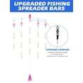thumbnail image 3 of BLUEWING 36in Upgraded Fishing Spreader Bar Starboard Canyon with 6in Floating Squids, Trolling Birds, Big Game Trolling Lure and 316 Stainless Steel Rod for Wahoo Tuna Marlin Mahi Mahi, Pink/Glow, 3 of 9