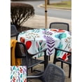 thumbnail image 5 of Outdoor Tablecloth with Umbrella Hole for Patio/Picnic/Party/Camping, Spring Leaves Waterproof Table Cloth Square Cover Washable, Watercolor Leaf Botanical Nature Light Blue (54"x 54"), 5 of 8