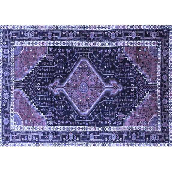 Ahgly Company Machine Washable Indoor Rectangle Persian Blue Traditional Area Rugs, 5' x 7'