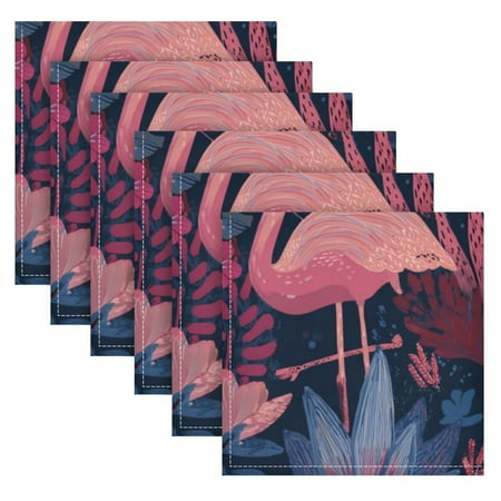 6 Pack 20'' x20" Satin Table Napkins Dinner Napkins for wedding Party Decoration events Flamingos and Leopard Print