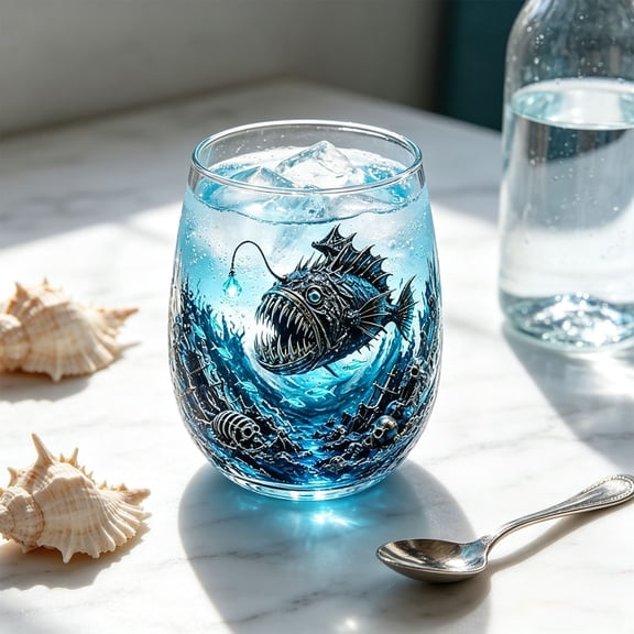 Yardvibe Release The Kraken Pirate Glass Cup, 3.94" Artisanal Marine Animals Glassware, Ocean Animal Artisan Glassware Collection for Fresher Sips, Novelty Ocean Drinking Glass (A)