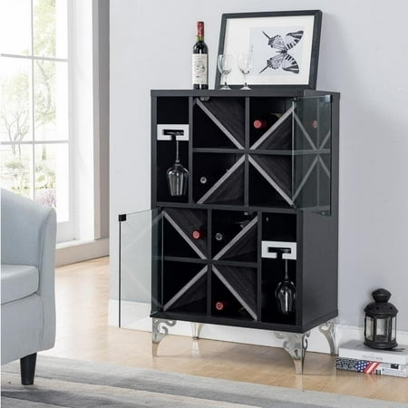 Furniture Of America Ko Modern Black 2 Door Wine Cabinet Furniture Of America Ko Modern Black 2 Door Wine Cabinet