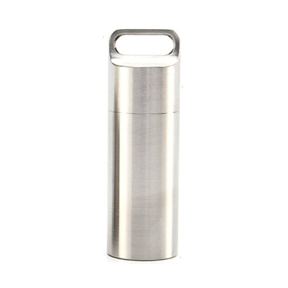 Naierhg Mini Stainless Steel Sealed Capsule Waterproof Pill Box Camping Firstaid Pendant