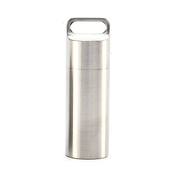 Naierhg Mini Stainless Steel Sealed Capsule Waterproof Pill Box Camping Firstaid Pendant