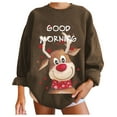 thumbnail image 1 of Noël Femmes Sweat-Shirt Imprimé Mode Pullover à Manches Longues Fermeture Cardigan Vacances Noël Outwear Mi Longueur Veste Col Rond Chaud Pull, 1 of 6