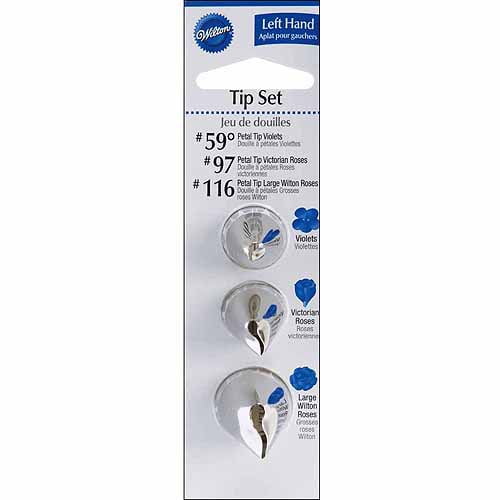 Wilton Left Handed Decorating Tip Set, Petal, 59, 97 & 116 3 ct. 418
