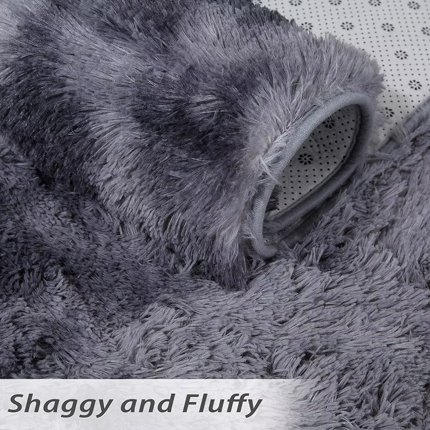 GlowSol Fluffy Area Rug 2x3 feet Dark Gray Plush Shag Rugs for Bedroom
