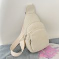 thumbnail image 3 of Bolso Hombro Informal Pana Color Sólido para Mujer Bolso Pecho Suave para El (beige), 3 of 9