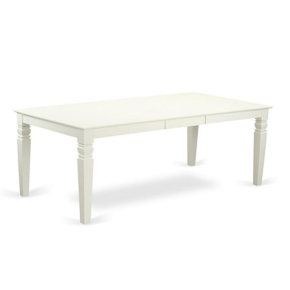East West Furniture Logan  Dining  Table  with  Wood  Seat  -  Linen  White  Finish.