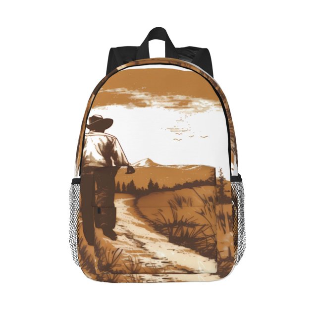 Disketp Western Cowboy Countryside Mochila Escolar de 15 Pulgadas, Mochila Ligera para Estudiantes, Viajes y Trabajo, Cómoda y Resistente para el Uso Diario