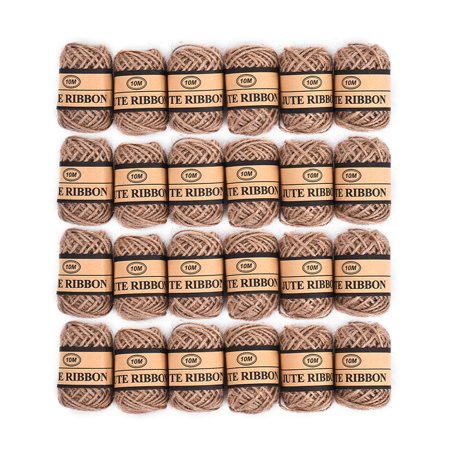 Gardening Burlap 24Pcs Jute Twine String Natural Ball Burlap Hessian Roll Twine Roll Length 10m Packing String for Gifts Festive Gardening Wedding Decoration DIY Craft ()