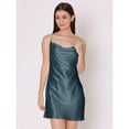 thumbnail image 6 of DressBerry Women's Solid Mini Dress Sleeveless High Rise Cowl Neck Fine Lycra Chain Straps Body Fit One Piece, 6 of 7