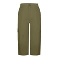 thumbnail image 6 of JSKUMAR Baggy Cargo Capri Pant for Women Casual High Waist Lightweight Hiking Streetwear Outfits with Multi Pockets Army Green001|2XL, 6 of 7