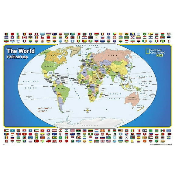 National Geographic Reference Map: National Geographic World for Kids Wall Map - Laminated (Poster Size: 36 X 24 In) (Other)