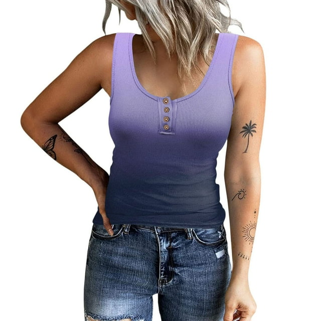 Babysbule Liquidation Débardeurs pour Femmes Aguichant Col Rond Sans Manches Gilet Été Tendance Ajusté Tunique T-Shirts