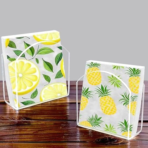 Napkin Holder,2Pcs Acrylic Clear Napkin Holders for Tables,Clear Napkin Dispenser Storage Containers,Cocktail Napkin Stand Tabletop Freestanding Tissue Box for Kitchen Countertop Bar Decor