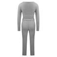 thumbnail image 5 of BLOCLOALO 2 Piece Lounge Set Long Sleeve Tops Women's 2 Piece Sets Straight Leg Pants Set Long Sleeve Crop T Shirt Casual Outfits Comfy V Neck Blouses Yoga Suits Soft Lounge Sets for Women Grey L, 5 of 6