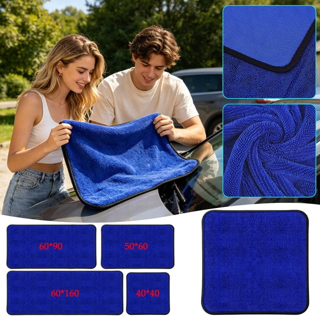 Toalla de microfibra para secar coche Twist Loop - Toalla de detalle gruesa y absorbente sin pelusa, paño de limpieza autolavado súper suave y resistente a arañazos reutilizable