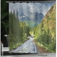thumbnail image 4 of Ambesonne Nature Shower Curtain, Mountain Landscape Road, 69"Wx84"L, Green Grey Brown, 4 of 5